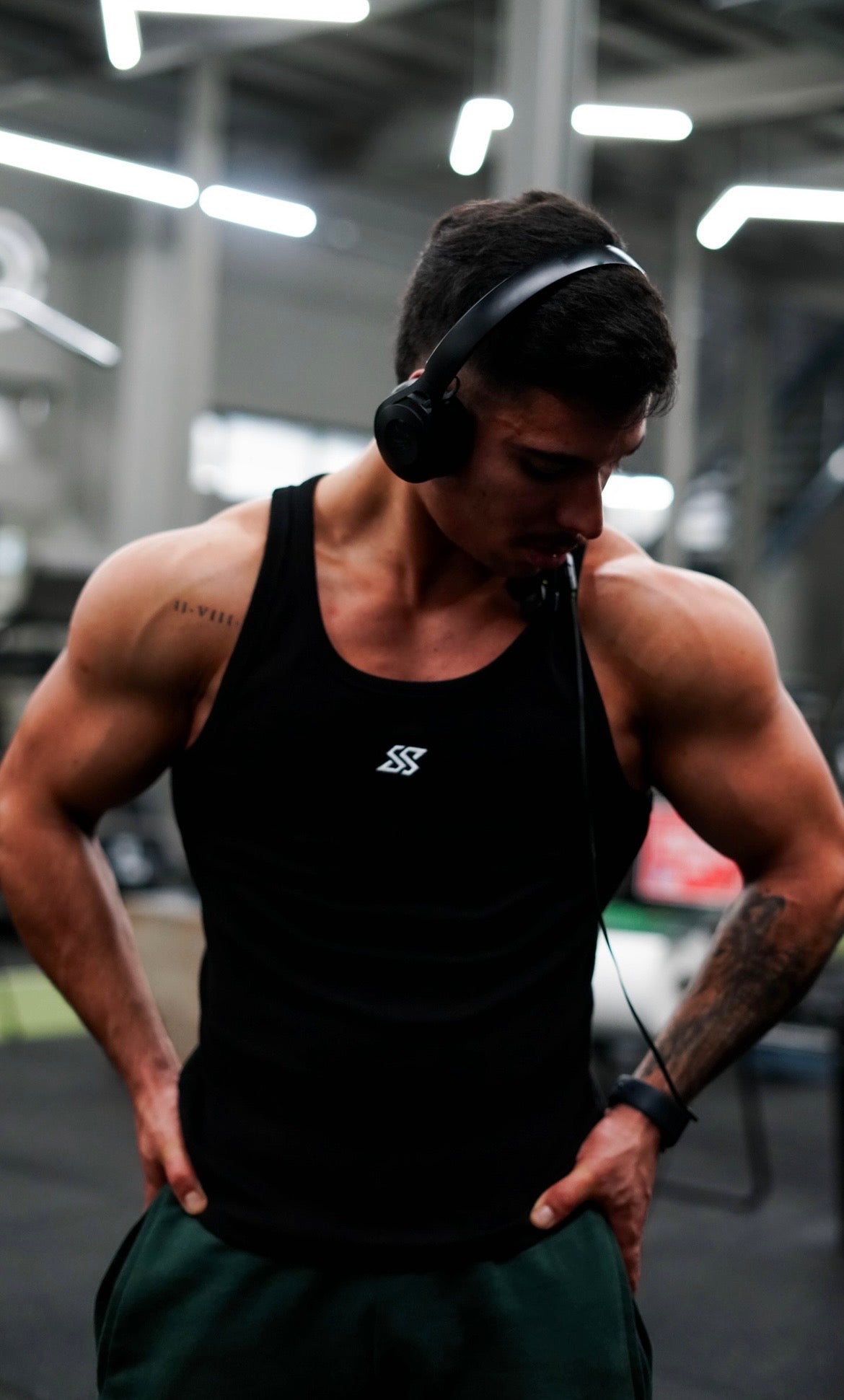 Black Slim Ribbed Thank