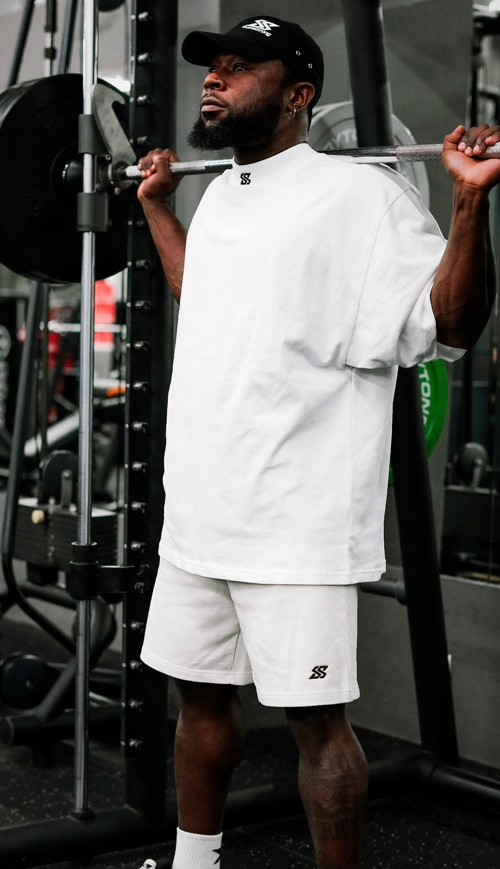 White Oversized Mock Neck Tee