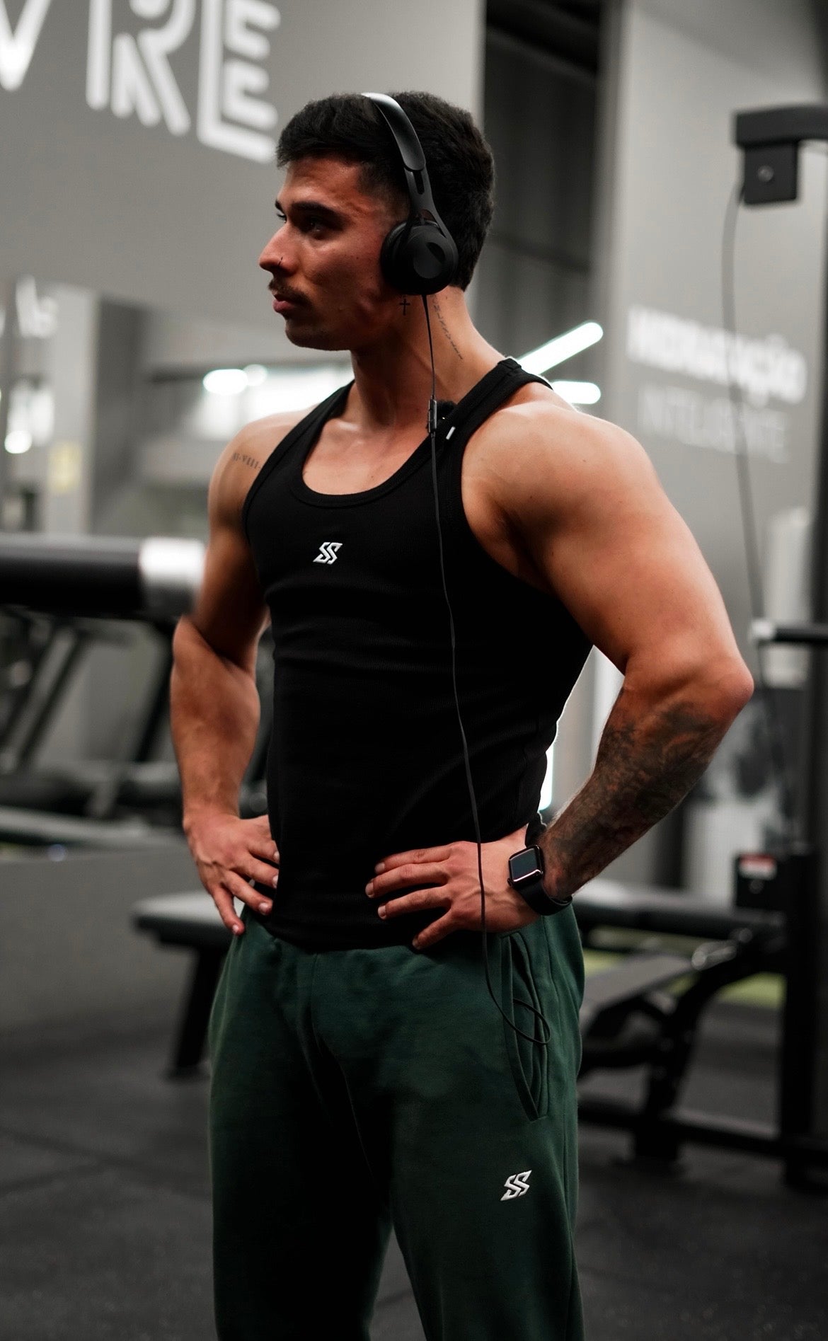 Black Slim Ribbed Thank